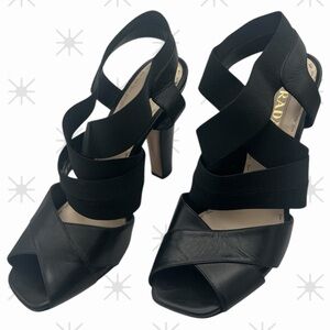 Prada Black Heels with Strappy Design